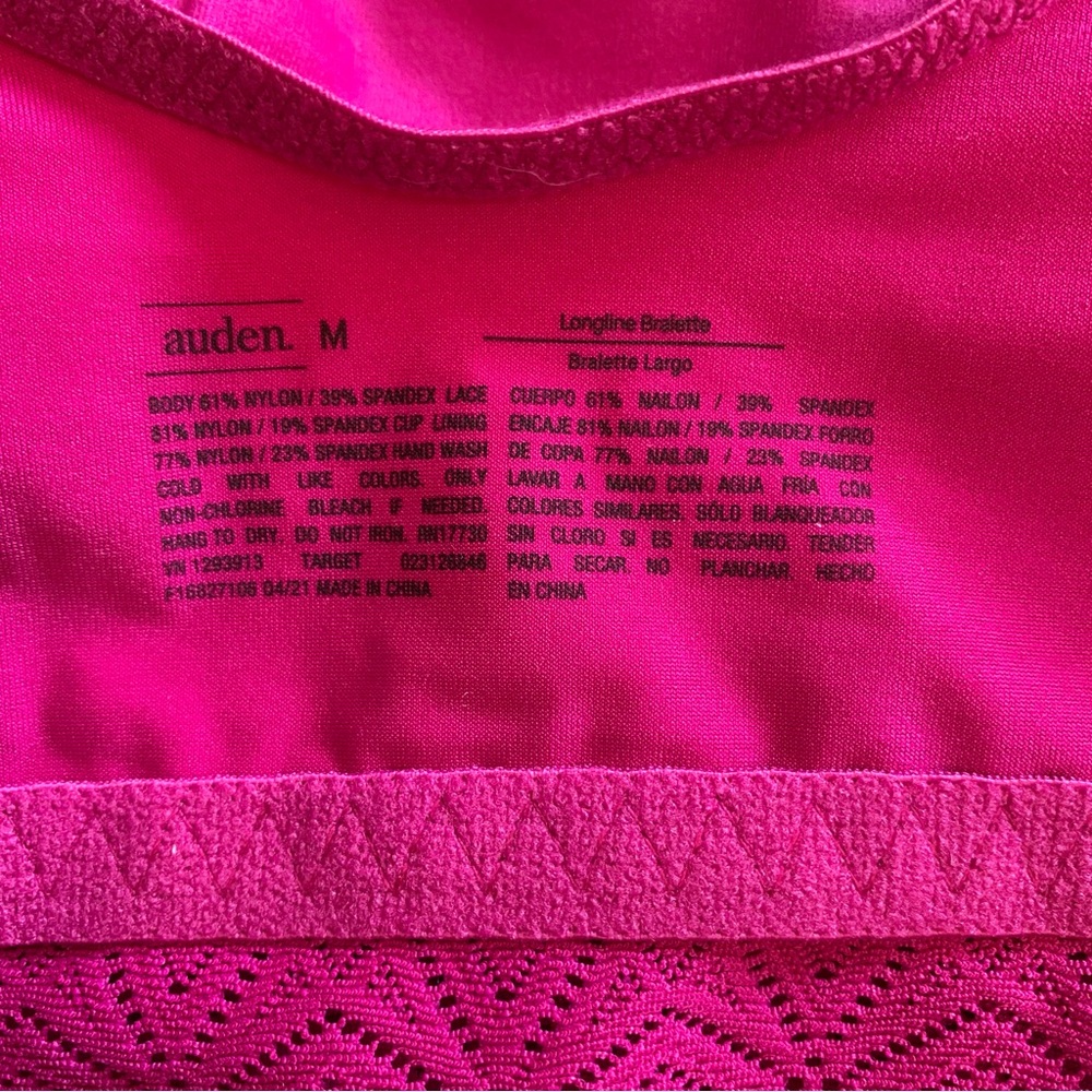 Auden Dark Pink Lace Trim Longline Bralette Size Medium NWT - Picture 9 of 13